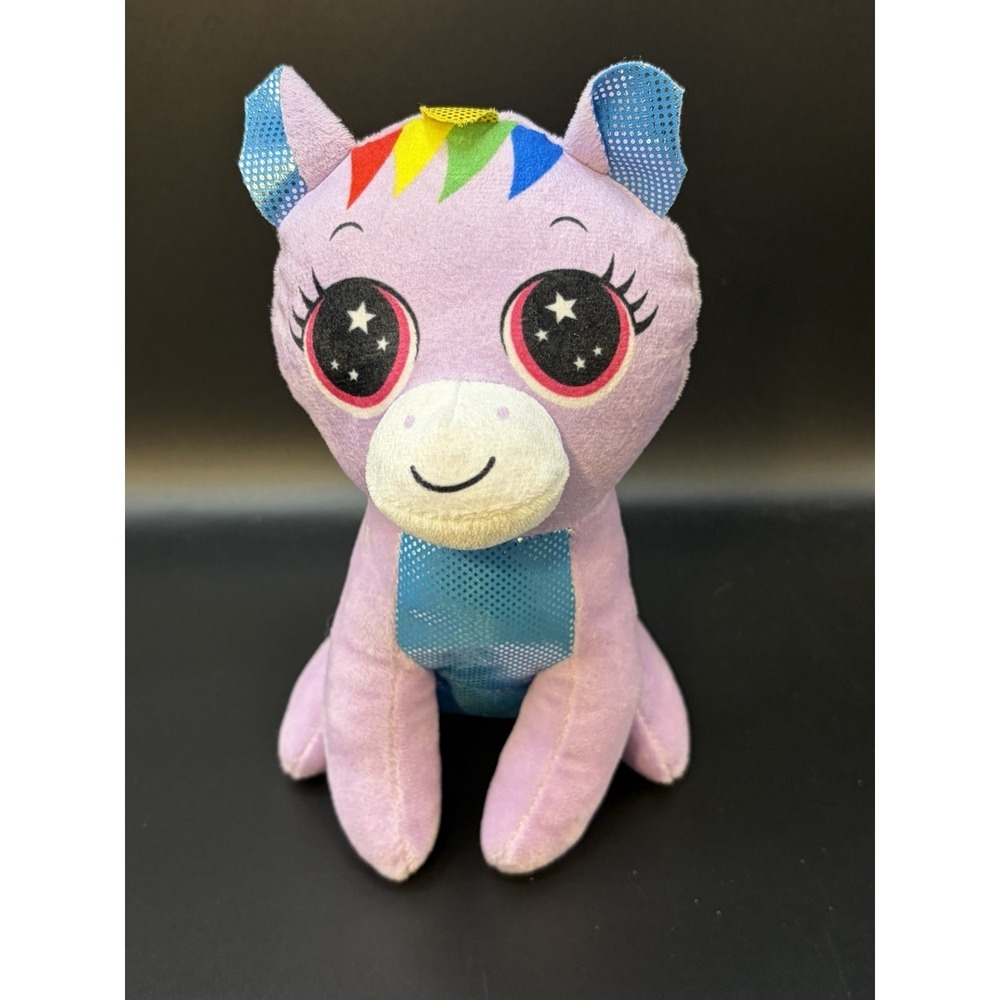 Multicolored/Purple/Lg Eyes Unicorn Plush Stuffed Animal 8.5/A and A Global